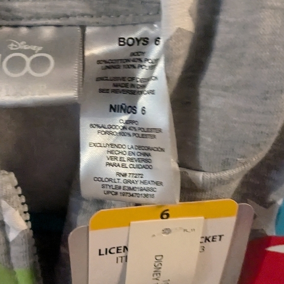 Disney 100 PIXAR Monsters Inc Mike & Sully Up Carl Zip Hoodie Kid 6 NWT - Picture 5 of 11